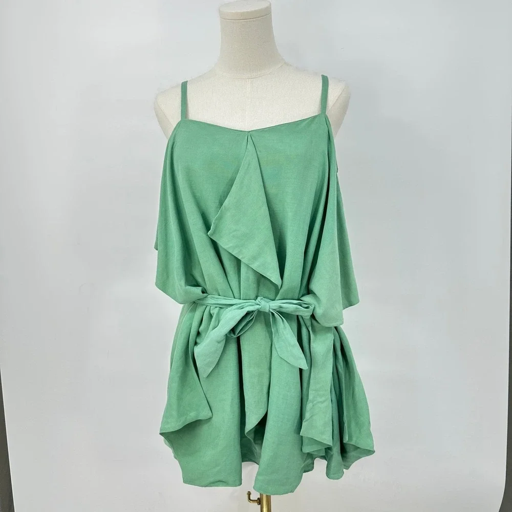 Camilla and Marc Cleo Linen Frock Napkin Dress 10 Mint Green‎ Earthy Naturecore